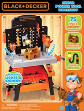 Load image into Gallery viewer, Black+Decker 81878 BLACK+DECKER Power Tool Workshop - Play Toy Workbench for Kids with Drill, Miter Saw and Working Flashlight - Build Your Own Tool Box  75 Realistic Toy Tools and Accessories
