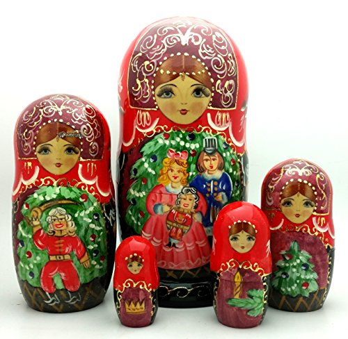 Fairy Tale Nutcracker Russian Nesting Doll Hand Painted 5 Piece Stacking Set