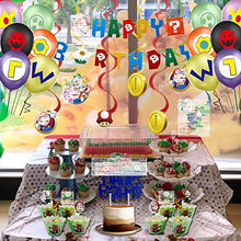 Load image into Gallery viewer, Super Marios Birthday Party Supplies Set- Bros Happy Birthday Banner,Balloon,Cake and Cupcake Toppers, Cup Cake Wrappers,Hanging Swirls for Kids Birthday Party Decoration Kit,115PCS IN ALL
