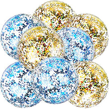 Load image into Gallery viewer, Skylety 8 Pieces Inflatable Clear Glitter Beach Balls Confetti Beach Balls Transparent Swimming Pool Party Ball for Summer Beach, Pool and Party Favor (Blue, Gold)
