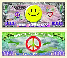 Load image into Gallery viewer, 5 Be Happy (Smiley Face) Million Dollar Bills with Bonus Thanks a Million Gift Card Set
