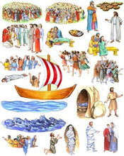 Load image into Gallery viewer, 13 Jesus Bible Stories Parables Miracles Birth Crucifixion - Felt Figures for Flannel Board- You Cut Felt
