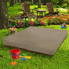 Load image into Gallery viewer, Sandbox Cover 12 Oz Waterproof - Sandpit Cover 100% Weather Resistant with Air Pocket &amp; Elastic for Snug Fit (Beige, 60&quot; W x 60&quot; D x 8&quot; H)
