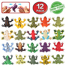 Load image into Gallery viewer, Frog Toys,12 Pack Mini Rubber Frog sets,Food Grade Material TPR Super Stretches,With Gift Bag And Learning Study Card,ValeforToy Realistic Frog Figure Squishy Toys For Boy
