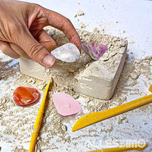 Load image into Gallery viewer, Allessimo Fossil Adventure- Crystal Mining Gemstone Dig Kit, Complete Excavation Geology Science Dig Toy Kits for Kids, Discover Real Crystals, Educational and Fun Learning Adventure for Boys &amp; Girls
