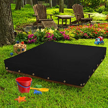 Load image into Gallery viewer, Sandbox Cover 12 Oz Waterproof - Sandpit Cover 100% Weather Resistant with Air Pocket &amp; Elastic for Snug Fit (Black, 70&quot; W x 70&quot; D x 8&quot; H)
