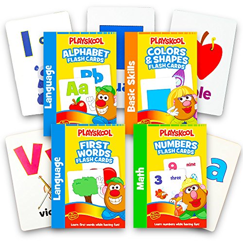 Playskool Flash Cards  - 4 Sets of Flash Cards (Alphabet, Numbers, Colors and Shapes, First Words) - Packaging May Vary