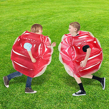 Load image into Gallery viewer, 2 Pack inflatable bumper for kids, bumper bounce ball for Kids, kid sumo Balls, Lawn game ball for child outdoor team gaming play for 3-12 ages (24 inch, red+red)
