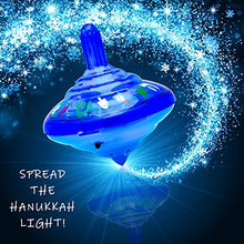 Load image into Gallery viewer, Aviv Judaica Musical Light Up Dreidel Set - Hanukkah Spinning Tops - Plays 2 Classic Hanukkah Songs - Assorted Colors (4 Pack)
