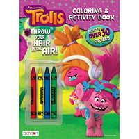 Trolls Bendon Coloring & Stickers 32-Page Activity Book with Crayons Activity Book