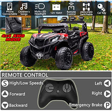 Load image into Gallery viewer, sopbost 12V 10AH Power Buggy 4x4 Kids Ride On Truck UTV 2WD/4WD Switchable Ride On Car with Remote Control Ride On Toys Electric Off-Road UTV Vehicle with Car Keys, 4 Shock Absorbers, Music Play, Red
