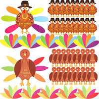BBTO Thanksgiving Turkey Craft Kit 36 Pieces Thanksgiving Turkey Craft Paper and 240 Pieces Glue Point Dots for Thanksgiving Party Decoration DIY Craft Activities
