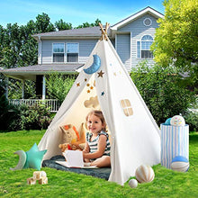 Load image into Gallery viewer, Wilwolfer Teepee Tent for Kids Foldable Children Play Tents for Girl and Boy with Carry Case Canvas Playhouse Toys for Girls or Child Indoor and Outdoor (White)
