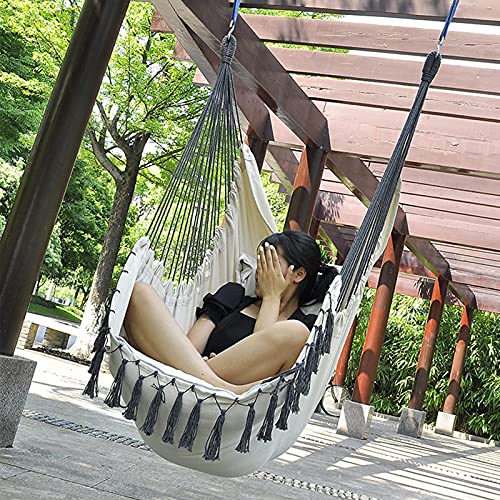 JTYX Hammock Chair Hanging Rope Swing Max 331 Lbs Hanging Chair with Pocket for Indoor and Outdoor Swing Chair