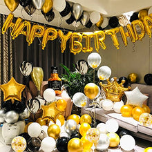 Load image into Gallery viewer, YinQin 114 PCS Luxurious Black Gold Birthday Party Decorations with Balloon Pump Dot Glue Tape, Happy Birthday Balloons Set for Party, Mens Birthday Decorations Party Supplies (Black Gold)
