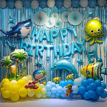 Load image into Gallery viewer, Ocean Theme Birthday Party Decorations - Baby Shark Birthday Decorations Under the Sea Birthday Party Decorations Baby Shark Balloons Backdrop Fish Balloons for Baby Shower
