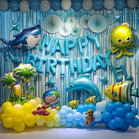 Ocean Theme Birthday Party Decorations - Baby Shark Birthday Decorations Under the Sea Birthday Party Decorations Baby Shark Balloons Backdrop Fish Balloons for Baby Shower
