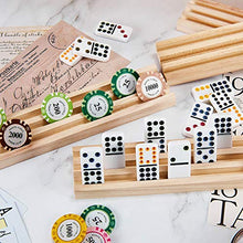 Load image into Gallery viewer, Jetec 8 Pieces Wooden Domino Racks Domino Trays Holders Organizer Natural Wood Domino Trays with 3 Tilted Rows for Mexican Train Chickenfoot Mahjong and Other Domino Games
