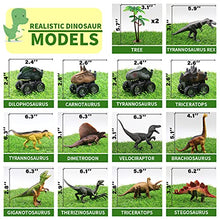 Load image into Gallery viewer, QDRAGON Dinosaur Playset, 31&#39;&#39; x 47&#39;&#39; Large Activity Play Mat with Dinosaur Figures, Model Trees, 15 Dinosaur Playing Cards, 2 Dinosaur Cars, Dinosaur Play Mat Gift Set for Kids Above 3
