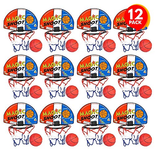 ArtCreativity Magic Shot Basketball Game, 12 Sets, Each Set Includes 1 Mini Ball, 1 Back Board Net, & Mounting Tape, Indoor Basketball Sets for Home, Office, Bedroom, Best Gift for Boys and Girls