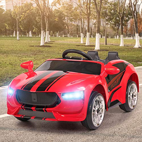 TOBBI 6V Kids Ride On Racing Car ,Kids Electric car 2 Seater w/ Remote Control with MP3, Music,USB for Boys Girls Red