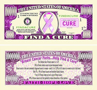 100 Find A Cure Million Dollar Bills with Bonus Thanks a Million Gift Card Set