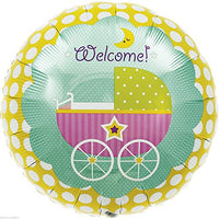 Northstar Balloons Welcome Baby Buggy Helium Foil Balloon - 18 inch