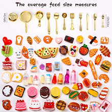 Load image into Gallery viewer, 100 Pieces Miniature Food Drinks Toys Mixed Pretend Foods for Dollhouse Kitchen Play Resin Mini Food for Adults Teenagers Doll House (Hamburger, Pizza, Cake, Bread)
