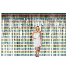 Load image into Gallery viewer, Large Rainbow Metallic Fringe Backdrop Curtain - Party Decor - 1 Piece
