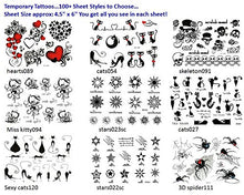 Load image into Gallery viewer, REIENE Exclusive! 100+Sheets To CHOOSE! Also see our 12 Pack 100+Colorful Tattoos Bundle for 29.99! Best Quality Colorful BUTTERFLY Temporary Tattoos Lasts Up To 10 Days Temporary Tattoos! See Our Gre
