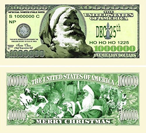 50 Classic Santa Million Dollar Bills with Bonus Thanks a Million Gift Card Set