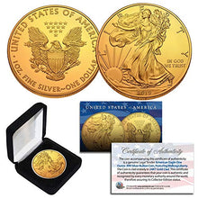 Load image into Gallery viewer, 2019 1 Oz 999 Fine Silver American Eagle $1 Coin 24K Gold Gilded with Box &amp; CERT
