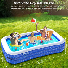 Load image into Gallery viewer, Inflatable Swimming Pool for Kids and Adults, 120&quot; X 72&quot; X 22&quot; Full-Sized Family Kiddie Blow up Swim Pools with Canopy Backyard Summer Water Party Outdoor, Indoor, Garden, Lounge, Outside, Ages 3+
