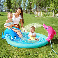 Inflatable Sprinkler Kiddie Pool with Slide, Sprinkler Pool Play Center Toy 60 for Kids Toddlers Summer Fun Activity