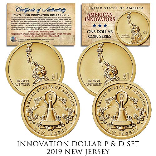 American Innovation NEW JERSEY 2019 One-Dollar 2-Coin P & D Set w/CAPSULES & COA