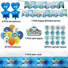 Load image into Gallery viewer, Party Supplies for Birthday Party Supplies Decoration Set with 25 cake topper cupcake toppers, Birthday Banner, 20 Balloons, Tablecloth
