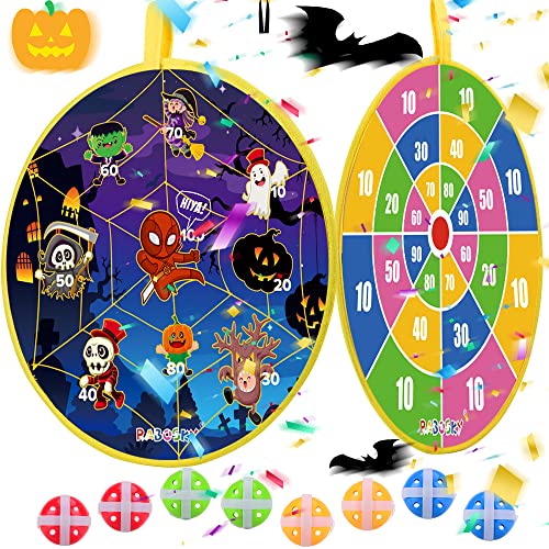 Halloween Games for Kids Party, Funny Halloween Surprise Toys Gift Ideas for Kids 4 5 6 7 8 9 10 11 12 Year Old, RaboSky Halloween Dart Board Games for Boys, Halloween Party Favors, Double Sided