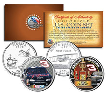 Load image into Gallery viewer, DALE EARNHARDT 7-Time Champ GM Goodwrench NC &amp; FL Quarters U.S. 2-Coin Set
