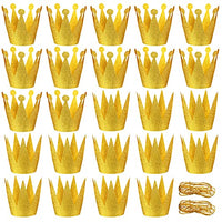 24 Pieces Gold Crown Hats Paper Crowns for Kids Gold Party Crown Hats for Birthday Wedding Celebration Decoration
