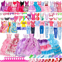 50 Pcs Doll Clothes and Accessories, 5 Wedding Gowns 5 Fashion Dresses 4 Slip Dresses 3 Tops 3 Pants 3 Bikini Swimsuits 20 Shoes for 11.5 inch Doll Christmas Stocking Stuffers Girls Gift Age 5-7 8-10