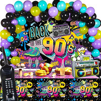 80s 90s Party Decorations 80's 90's Party Bundle Includes Inflatable Radio Boombox and Mobile Phone, Back to 80s or 90s Backdrop, Tablecloth, 95 Pieces Balloons for Hip Hop Party (90s Style)