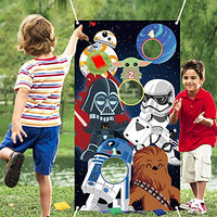 Unbess Galaxy Wars Toss Games with 4 Bean Bags, Indoor Outdoor Fun Throwing Games Backdrop Banner Party Activities for Kids Adults Space Galaxy Wars Themed Birthday Party Favors Supplies Decoration