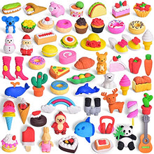 Load image into Gallery viewer, FUN LITTLE TOYS 60 PCs Pencil Erasers Cute 3D Puzzle Erasers Gifts for Kids, Classroom School Prize Treasure Box Goodie Bags Pinata Stuffers Novelty Toys, Animal Food Erasers Party Favors Carnivals

