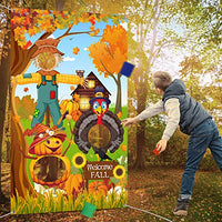 Thanksgiving Party Decorations, Thanksgiving Toss Game Turkey Pumpkins Sunflower Scarecrow Harvest Maple Leaves Background Autumn Forest Backdrop Natural Scenery Fall Landscape Photo Background