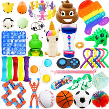 Load image into Gallery viewer, TOYINSTINCTS | 50 Sensory Fidget Toys Set for Kids | Pop Its It Mini Poppers to Reduce Anxiety and Stress| Popit Popitsfidgets for Fine Motor Skills and Function | Fidget Toy Box for Self Regulation
