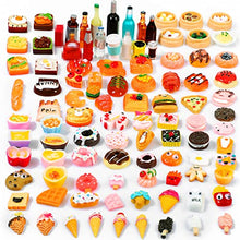 Load image into Gallery viewer, Skylety 100 Pieces Miniature Food Drinks Toys Mixed Resin Foods for Doll Kitchen Pretend Play Mini Food Set for Adults Teenagers Doll House

