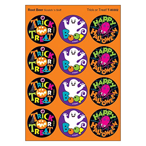 TREND enterprises T-83302 Trick or Treat!/Root Beer Stinky Stickers, 48 Count, Multicolor, 1.25
