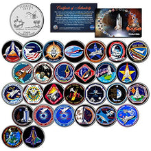 Load image into Gallery viewer, SPACE SHUTTLE COLUMBIA MISSIONS Colorized Florida Quarters U.S. 28 Coin Set NASA
