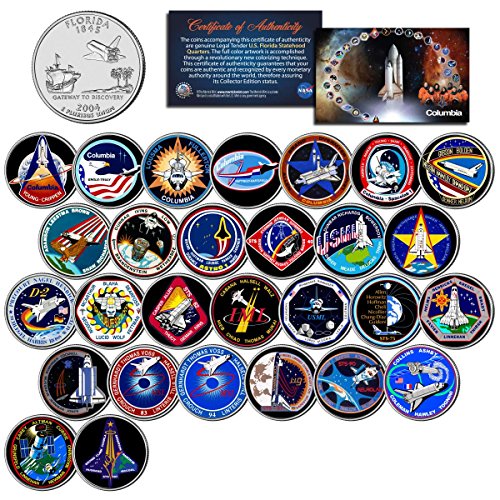 SPACE SHUTTLE COLUMBIA MISSIONS Colorized Florida Quarters U.S. 28 Coin Set NASA
