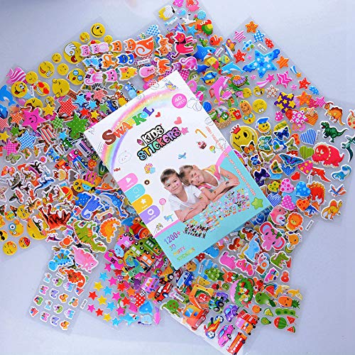 SWARKOL Kids Stickers 1000+, 40 Different Sheets, 3D Puffy Stickers for  Kids, Bulk Stickers for Birthday Gift, Scrapbooking, Teachers, Toddlers